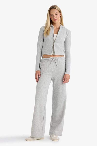 DeFacto New Season Straight Fit Basic Plain Wide Leg Sweatpants with Laced Waist