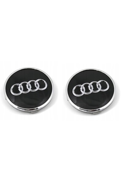 Audi Set 2 capace de roată negre de 61 mm pentru jante din aliaj