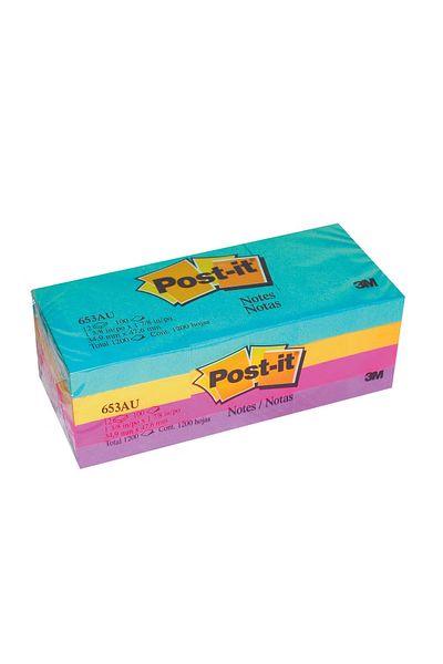3M Post-it 653 Trendy Self-Stick Notes – Rectangle 1.5" X 2", 1200 Sheets