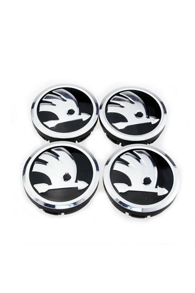 OEM Set of 4 Wheel Center Caps, 56mm, Compatible with Skoda Alloy Wheels