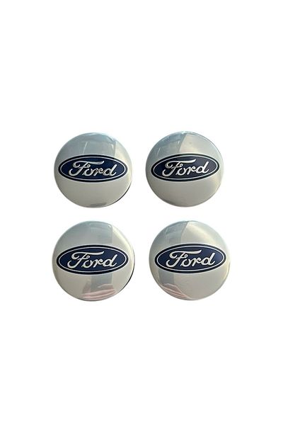 Universal Set 4 wheel caps 58mm exterior, 50.5mm interior Ford silver compatible/replacement alloy rim caps