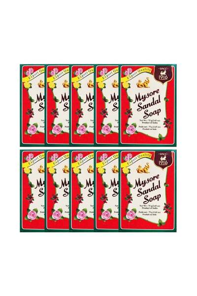 mysore Sandal Soaps Pack of 10 75 gr Bars