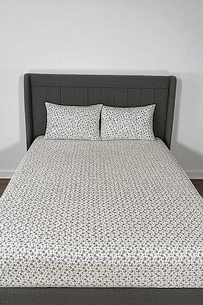 MixCotton Home Double Elastic Cotton Poplin Fabric Sheet and 2 Pillows