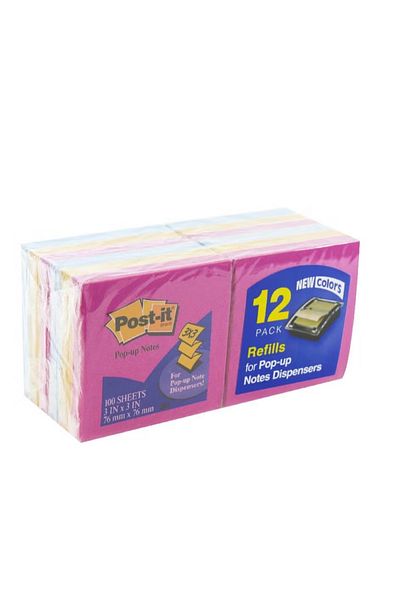 Post-it R330 Trendy Self-Stick Notes Pop-Up Fan-Pad Refill – Square 3" x 3", 1200 Sheets
