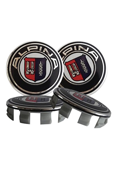 BMW Set 4 capace roți Alpina 68 mm, pentru jante din aliaj, negre, cromate