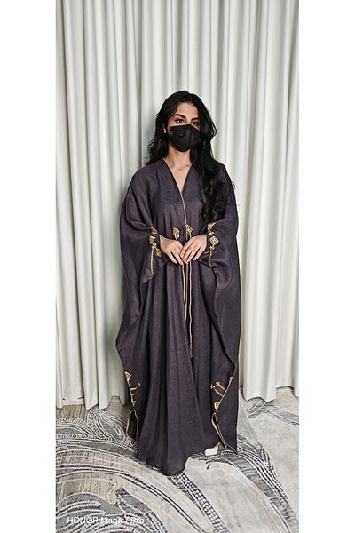 Elegance and beauty Abaya Bisht with elegant Indian linen embroidery