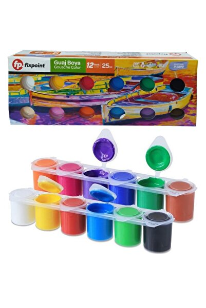 Artlantis Guaj Boya 12 Renk 25ml 1 Paket Fixpoint Guajboya Seti 12 li Su Bazl...