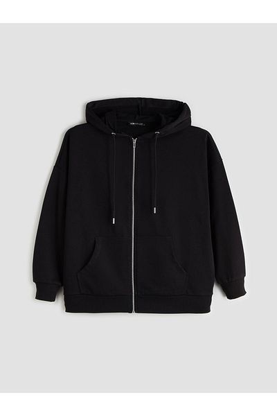 LC Waikiki Quality Parts from Celebi Store |   Hooded Oversize Women's Zippered Sweatshirt