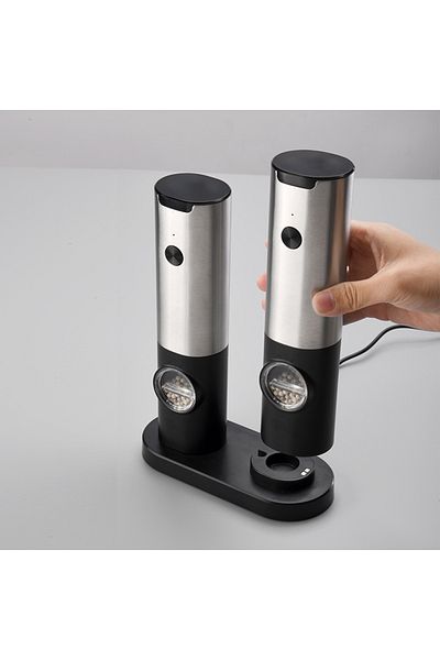 LEGGANCE FEELONIA Electric Grinder Salt & Pepper – Rechargeable, Adjustable Granulation, LED