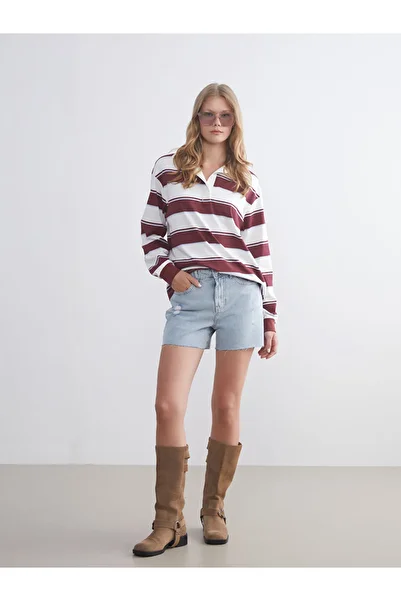 LC Waikiki Winter Collection Mom Fit Stylish Design Ripped Detailed Women's Jean Shorts City