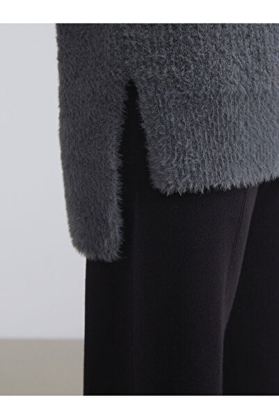 LC Waikiki Anthracite Crew Neck Women's Knitwear Tunic