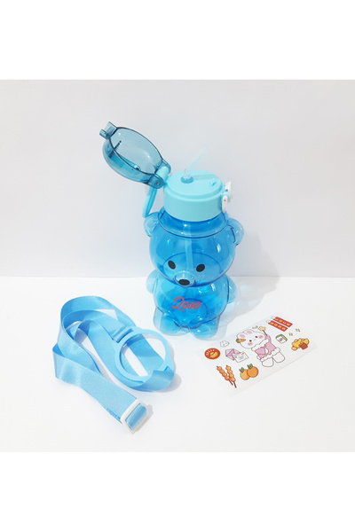 renkli çiçekler 750 ml Water Bottle for School Water Bottle with Teddy Bear Model