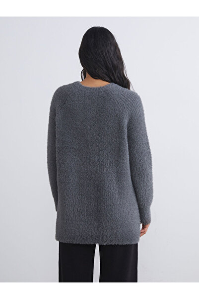 LC Waikiki Anthracite Crew Neck Women's Knitwear Tunic