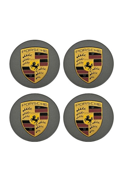 Porsche Set 4 Capace Jante Porsche, Gri cu Logo Auriu, Diametru 76mm