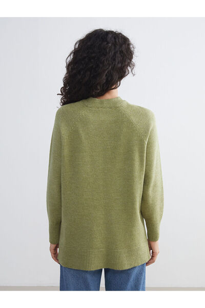 LC Waikiki Green Crew Neck Oversize Women's Knitwear Tunic