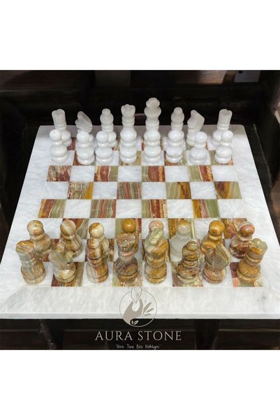 AURA STONE Aurastone Onyx Natural Stone Chess (Colorful)