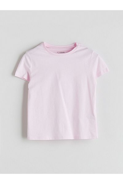 LC Waikiki New Season Crew Neck Plain Combed Cotton Girl's T-Shirt