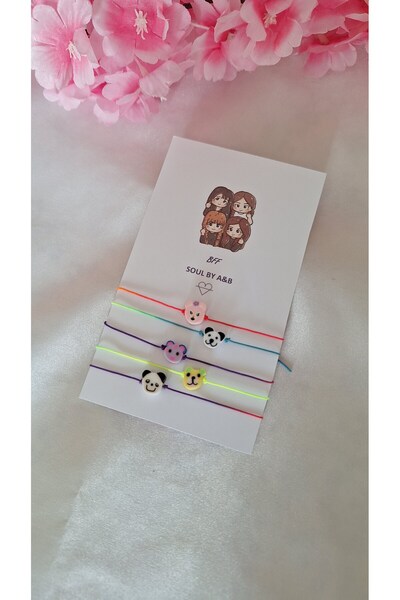 SOUL BY A&B 4Pcs Bff Bracelet Friendship Bracelet Drawstring Fimo