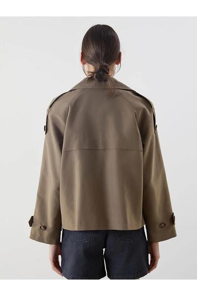 LC Waikiki Trench oversize pentru femei LCW cu guler dublu (W5)