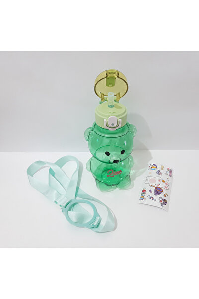 renkli çiçekler 750 ml Water Bottle for School Water Bottle with Teddy Bear Model