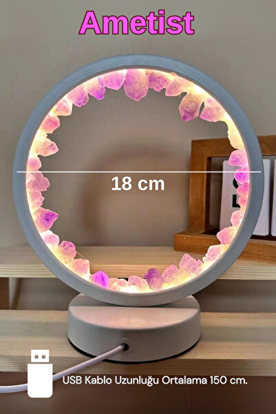 NehirTaş Sertifikalı Ametist Doğal Taş Yuvarlak Lamba