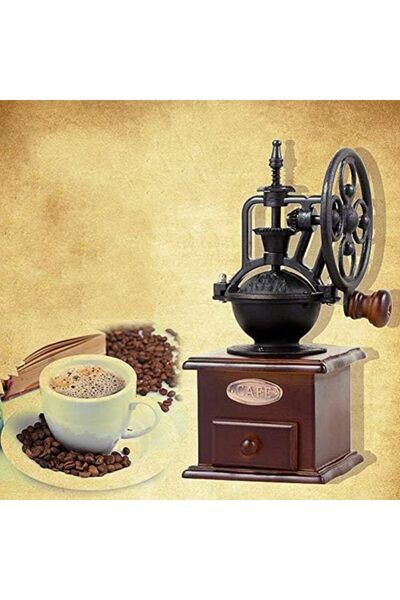 unbranded Hand Coffee Grinder Machine with Antique Design - Wood Color