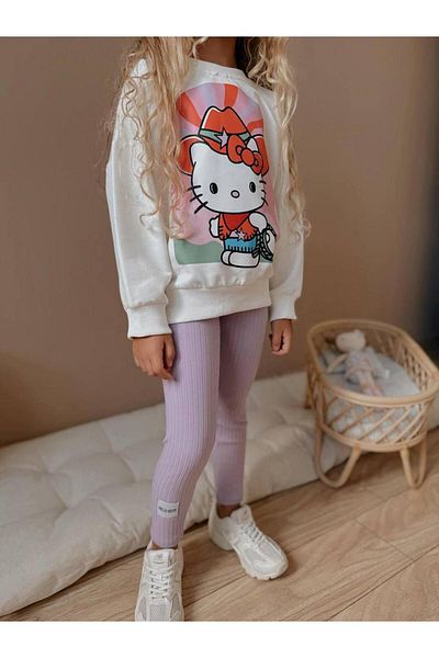 YİGİT BUTİK Girls' Bottom Top Set with Character Pattern Long Sleeve Leggings