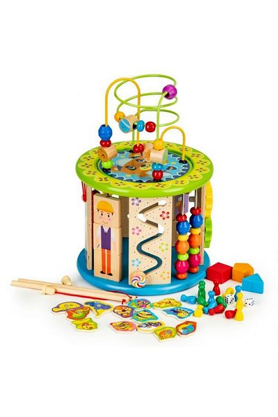 Mercaton Educational wooden cube with games, blocks and fishing HM175920