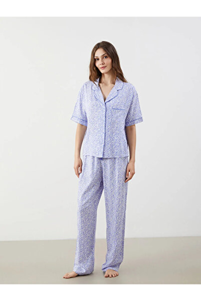 LC Waikiki LCW DREAMMor Gömlek Yaka Desenli Kadın Pijama Takımı