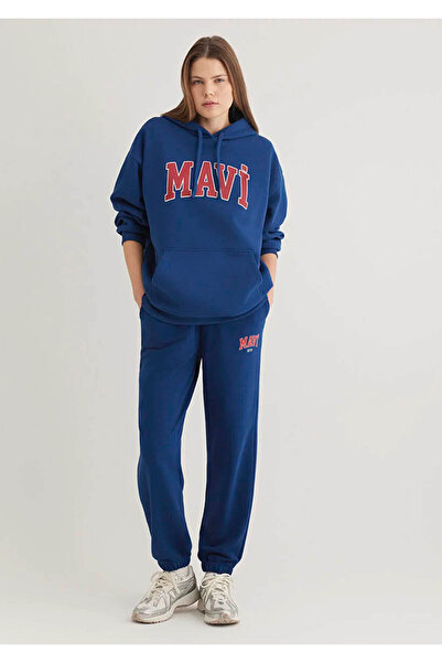 Mavi Logo Baskılı Kapüşonlu Lacivert Kadın Sweatshirt M1600361-82625