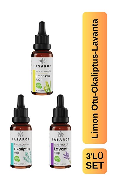 lasaroz Limon Otu Yağı Lavanta Yağı Okaliptus Yağı 3x20 ml Avantajlı Set