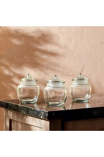 Home Box Atlanta 3-Piece Belly Glass Jar Set - 600 ml