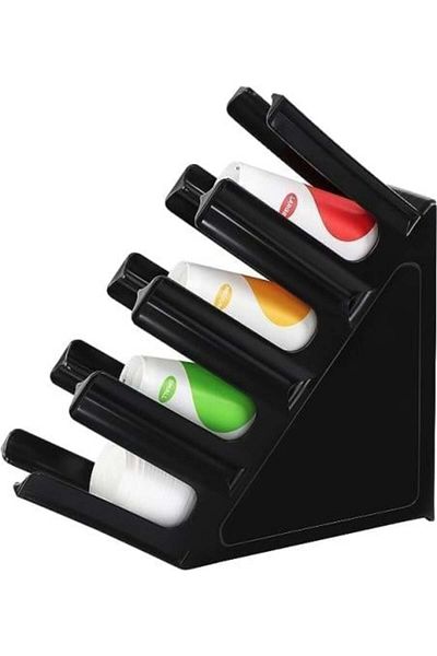 reelegant Luxury Black Acrylic Cup and Lid Holder with 4 Compartments