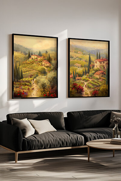 STARYUNA Set de picturi duble cu efect de pictură în ulei cu vedere la Italia...