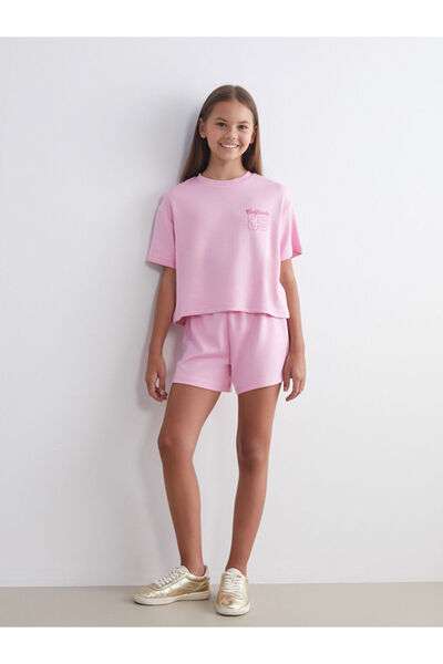 LC Waikiki Create Your Style with Uzg Store |   Crew Neck Printed Girls' T-Shirt and Shorts