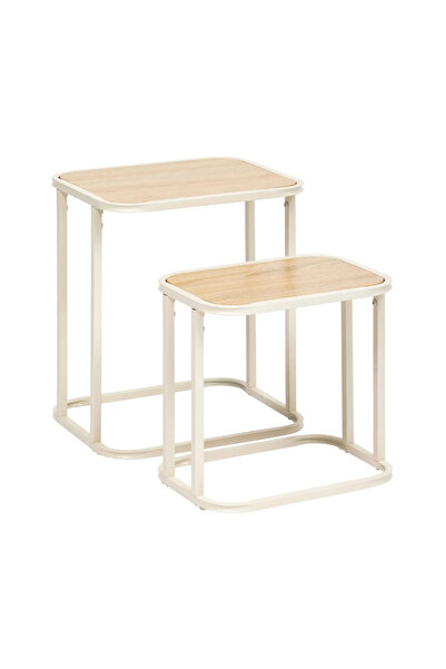 5five Simple Smart Set de 2 măsuțe de cafea Vervy, metal, bej, 39 x A. 33 x Î. 46 cm