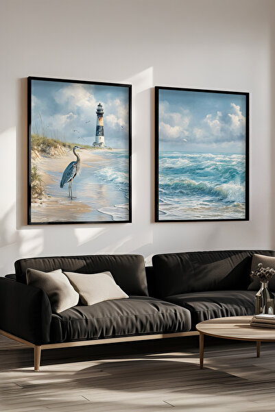 STARYUNA Set de pictură dublă cu efect de pictură în ulei cu far și pescăruși...