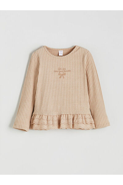 LC Waikiki Lcw Kids Brown Crew Neck Girls T-Shirt and Leggings