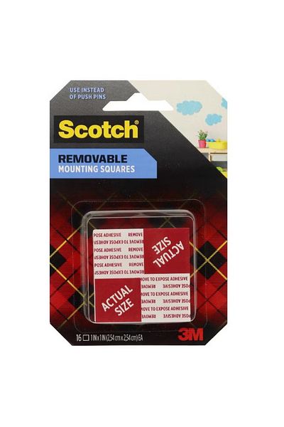 3M Scotch Removable Mounting Squares – 16 Pieces, 1" X 1"