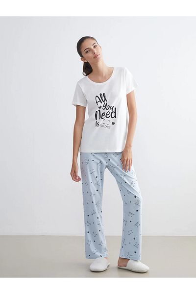 LC Waikiki Lcw dreammavi crew neck Printed women's pajama set