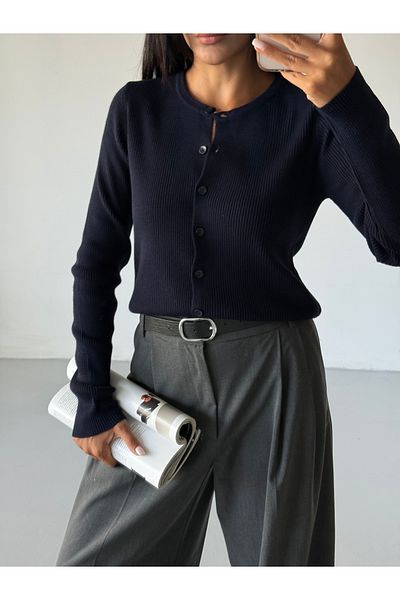 Gülçin Coşkun Buttoned Long Sleeve Basic Women's Knitwear Cardigan