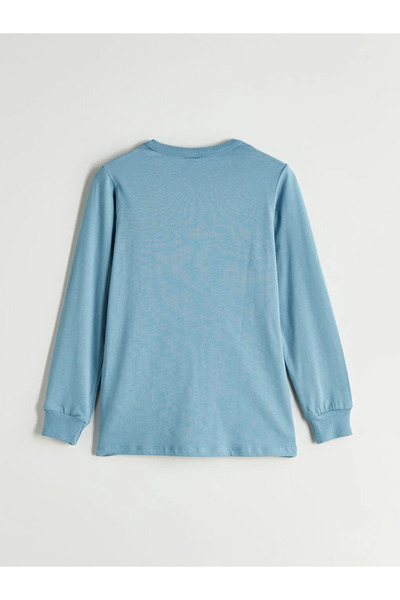 LC Waikiki LCW ECOIndigo Bisiklet Yaka Baskılı Erkek Çocuk Pijama Takımı