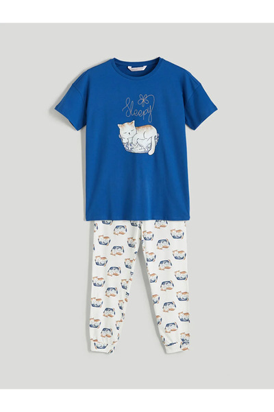 LC Waikiki Lcw Dreamekru Crew Neck Printed Women's Pajama Set
