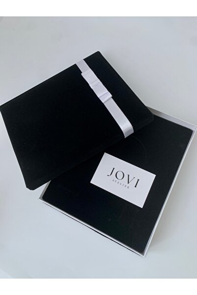JOVİ ATELİER Büyük Takı Set Kutusu - Sert Karton Kadife Kaplama - Düğün Nişan Özel Gün
