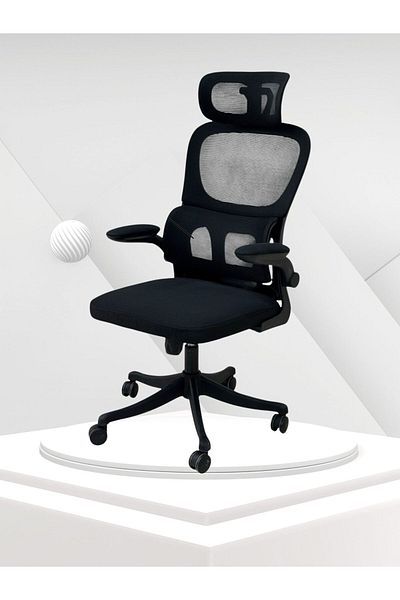 TSUMAB Ergonomic Executive Mesh Office Chair with Headrest, Lumbar Support & Adjustable Armrests – Black