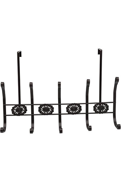 Aux Over the Door Hanger from - 10 Hooks for Towels, Clothes, Hats, Bags - Black