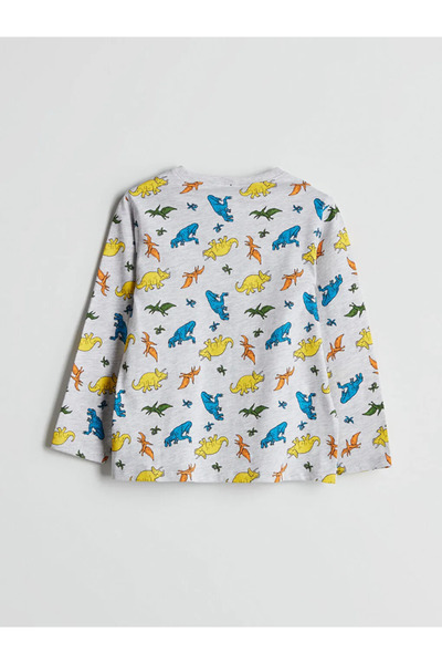 LC Waikiki Set de pijamale pentru băieți cu imprimeu cu decolteu LCW KidsGri