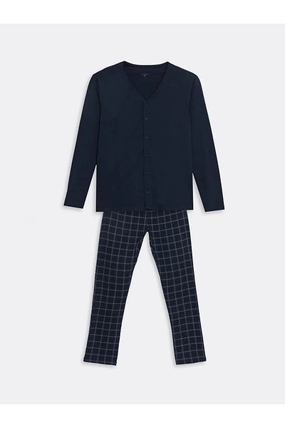 LC Waikiki Lc waikiki navy blue standard mold men's pajama set