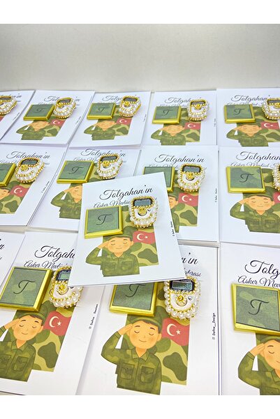 Defne Sepeti Asker Mevlüdü çikolotalı Hediyelik Seti – 50 Adet Özel Kart Tasa...