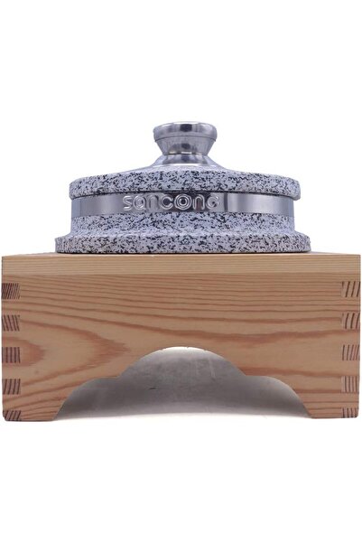 cc bin shihon Natural Granite Cooking Pot with Wooden Base from Bin Shihon - Abu Omar | Durable Stone Cooking Pot